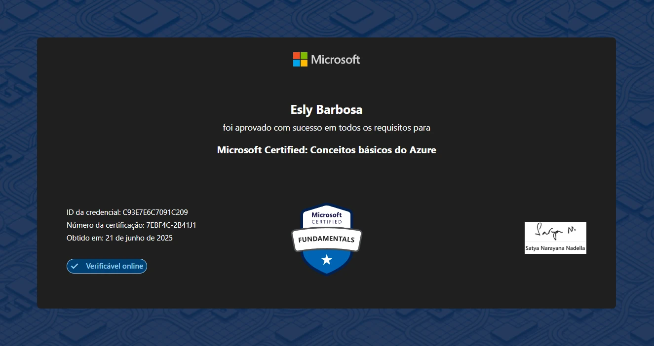 Certificado — Microsoft Azure AZ-900