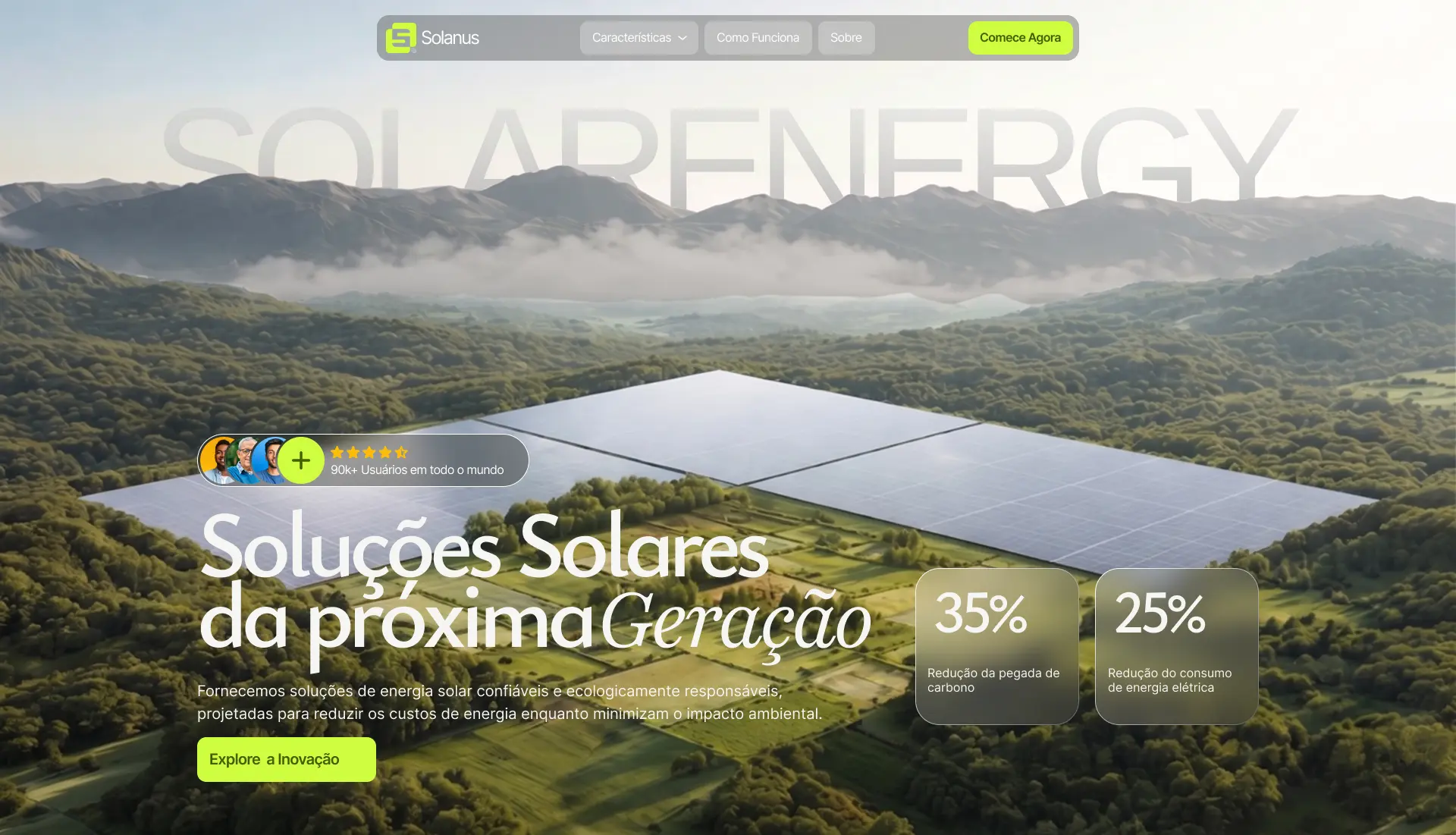 Protótipo no Figma da plataforma Solanus — energia solar
